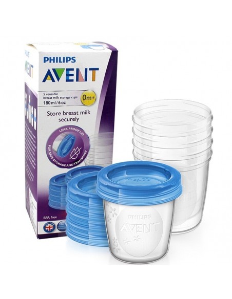 5 ENVASES PHILIPS AVENT VIA 180 ML / 6OZ