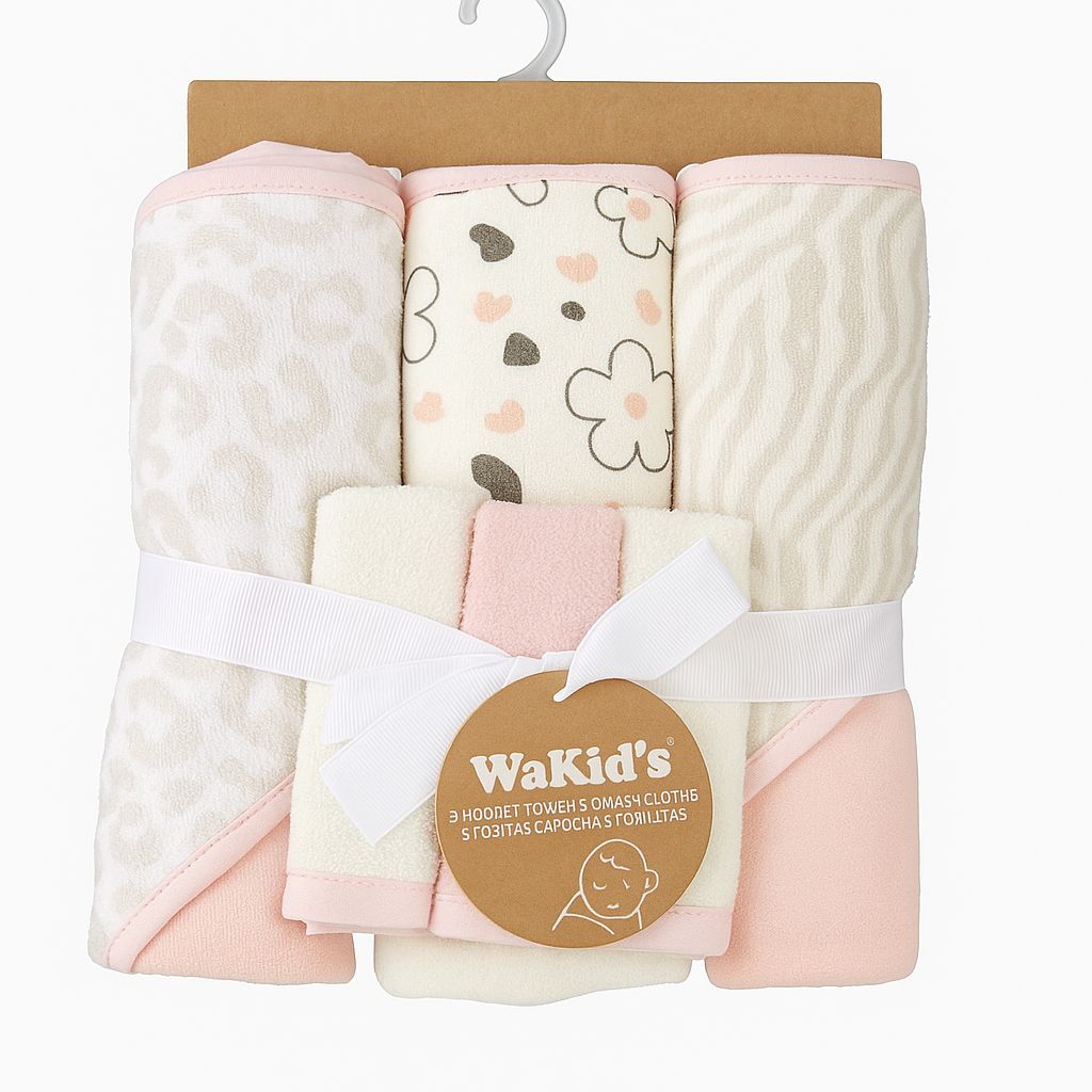 SET 3 TOALLAS + 3 TOALLITAS P/BEBE  A-77318