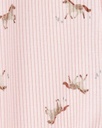 Baby Horse Print 2-Way Zip Ribbed Sleep & Play Pajamas - Pink