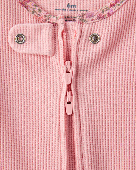 Baby Girl Cotton Long-Sleeve 2-Way Zip Sleep & Play - Pink