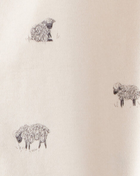 Baby Sheep Print 100% Cotton Long-Sleeve Sleep & Play - Ivory