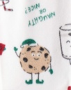 Baby Beige Santa Milk & Cookies Loose Fit Fleece Long-Sleeve Sleep & Play Pajamas - White