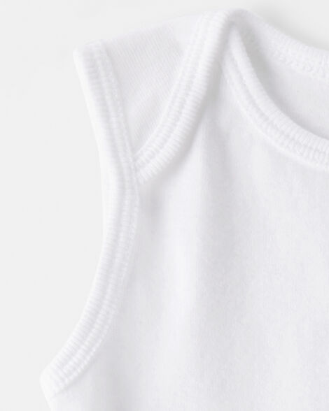 Baby 5-Pack Sleeveless Bodysuits - White