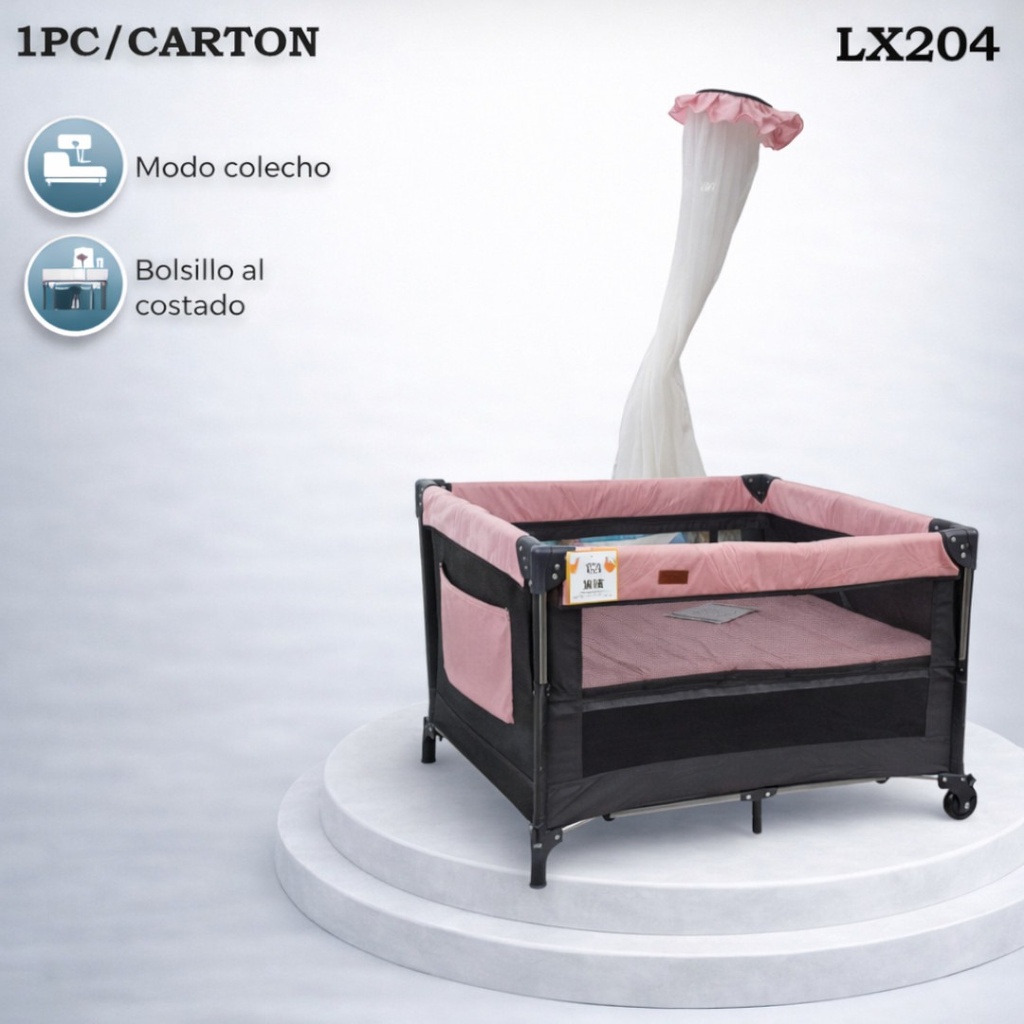 CORRAL PARA BEBE COLECHO ROSA