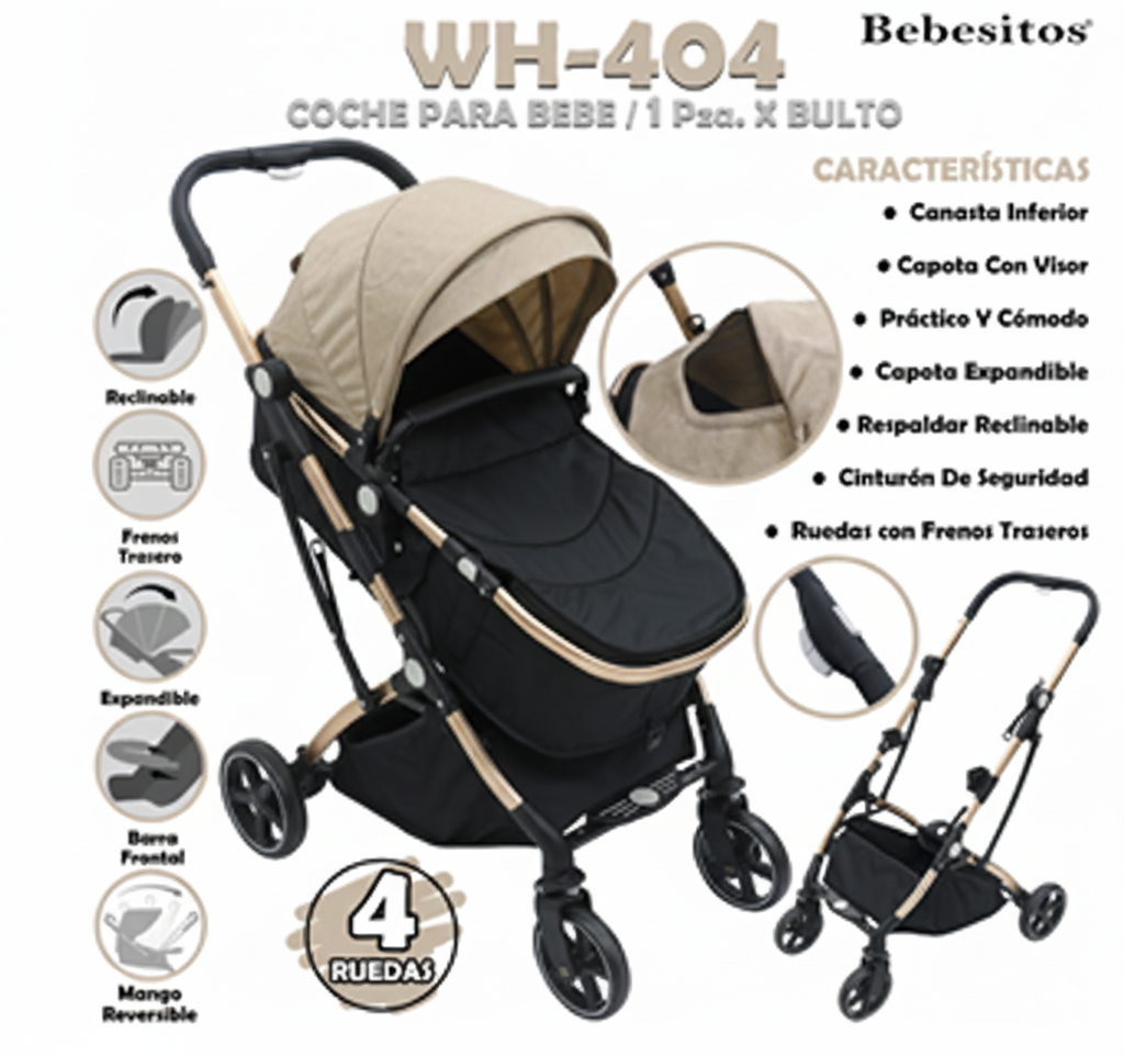 COCHE PARA BEBE TIPO EUROPEO BEIGE