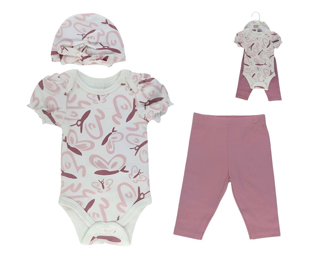SET BODY+ PANT+ VINCHA P/BEBE NIÃA / NB