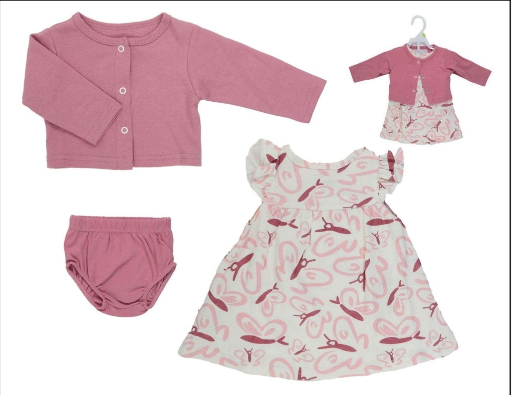 SET VESTIDO + CHAQ+ PANTY P/BEBE R-90729