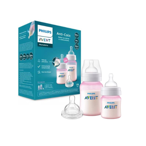 Biberones Philips AVENT anti cólicos 4 y 9 onzas rosados