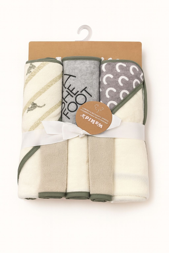 SET 3 TOALLAS + 3 TOALLITAS P/BEBE  A-77318