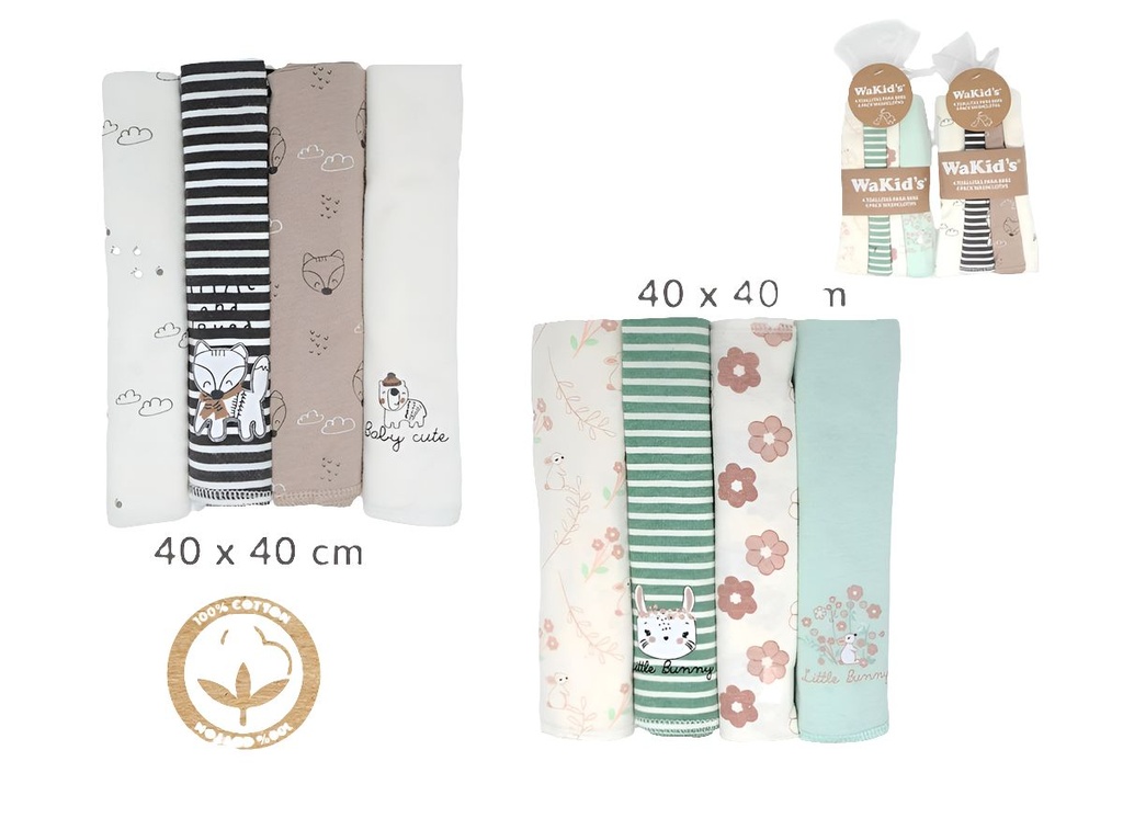 SET 4 TOALLITAS P/BEBE A-77315