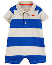 RUGBY STRIPED COTTON ROMPER - CARTER\'S