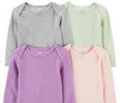 4-Piece Long-Sleeve Solid Bodysuits