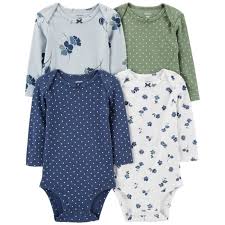 Baby 4-Pack Long-Sleeve Floral & Polka Dot Bodysuits
