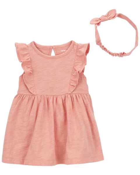 Conjunto de 2 piezas de body, vestido y pañuelo para la cabeza