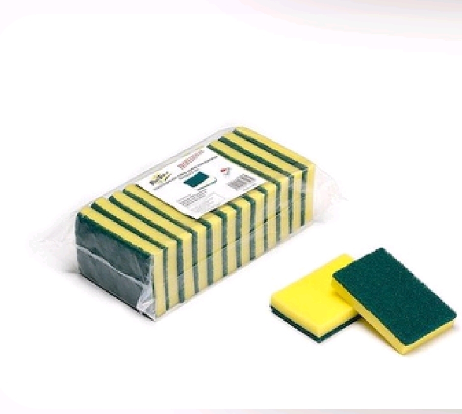 BRILLO VERDE CON EPONJA 15CM X 10CM PAQ 12/1