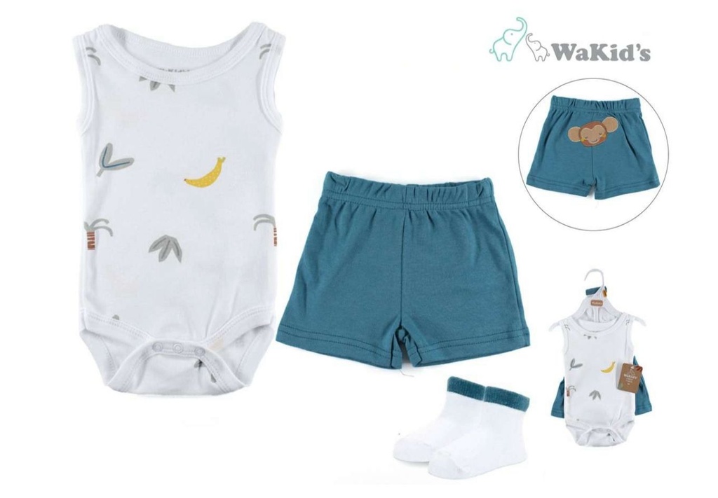 SET BODY + SHORT + MEDIAS P/BEBE NIÑA