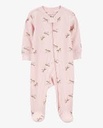 Baby Horse Print 2-Way Zip Ribbed Sleep & Play Pajamas - Pink