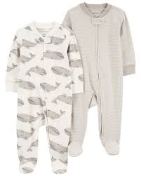 CARTER'S Overal na zips Sleep&Play Gray Whale/Stripe