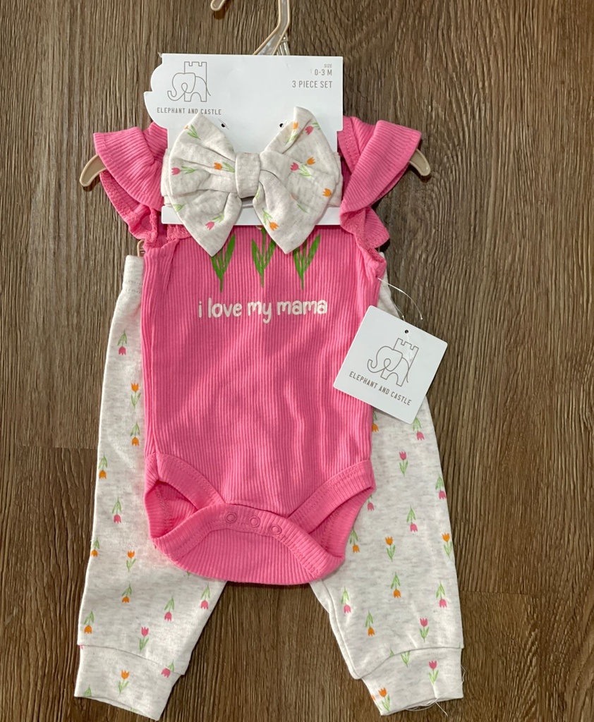 SET 3 PCS P/BEBE NIÑA ELEPHAN CASTLE
