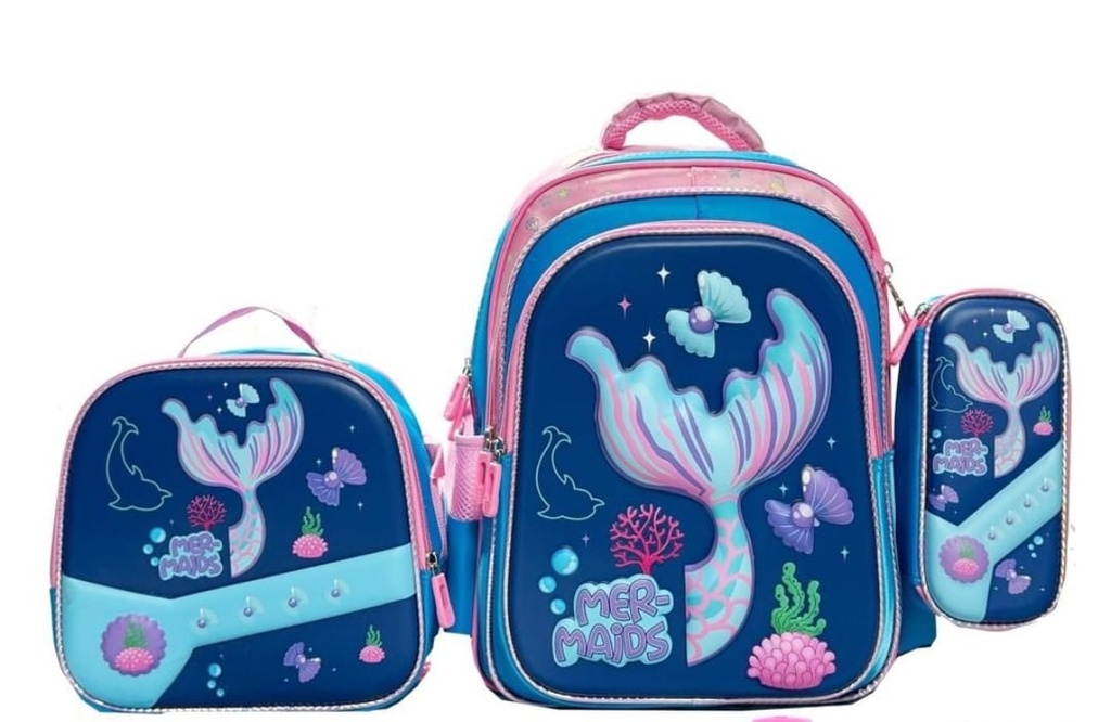 Set Mochila cola sirena 16 pul