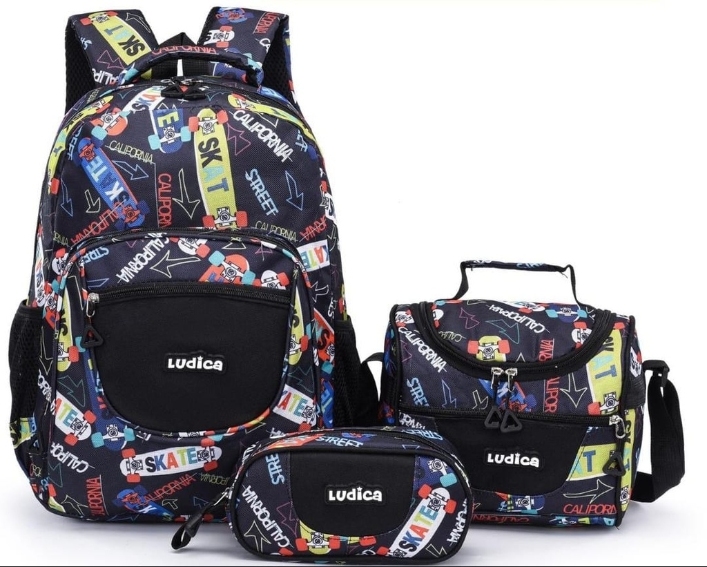 SET MOCHUILA LUDICA E PCS PATINETAS 18PUL.