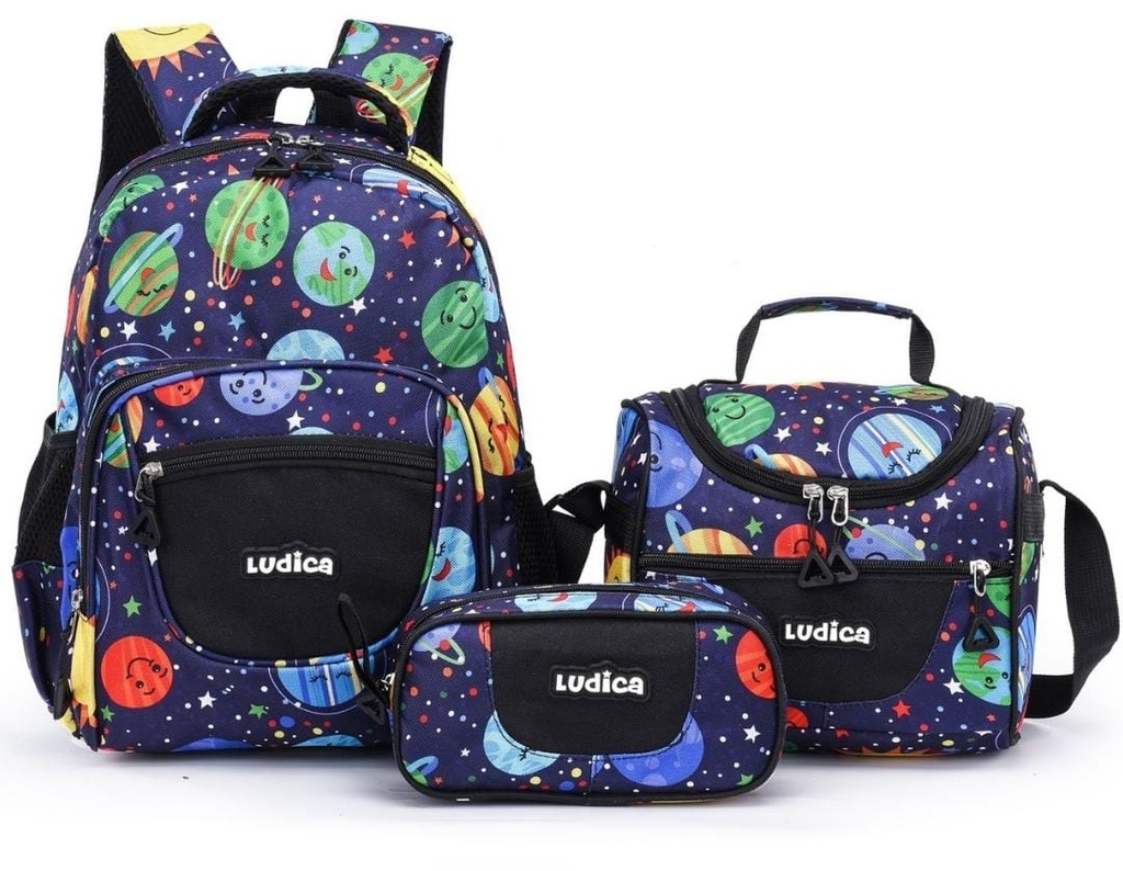 SET MOCHILA LUDICA 3 PCS PLANETA 15 PUL.