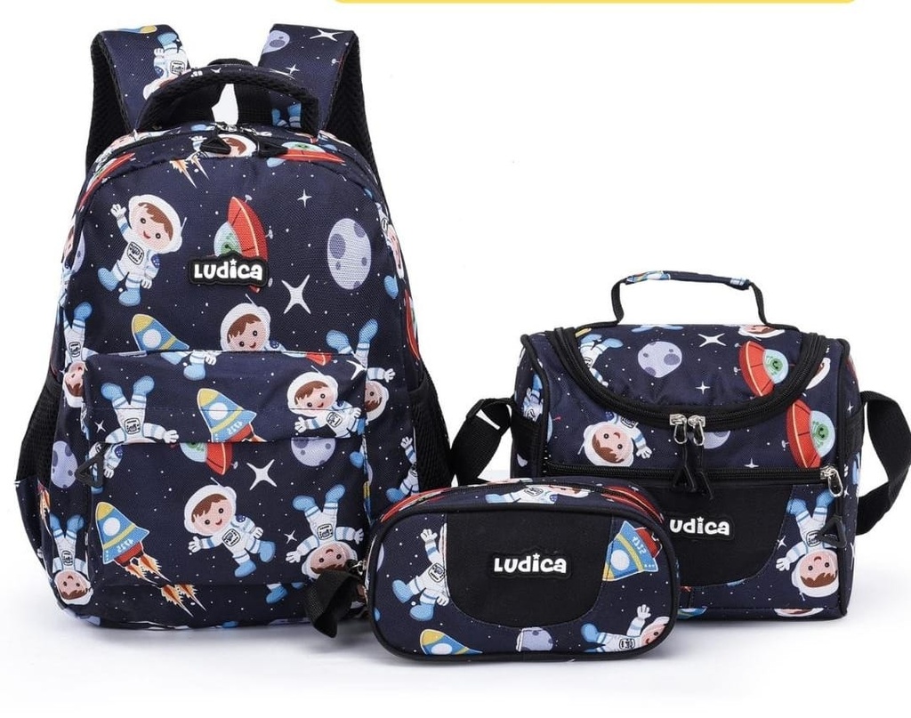 SET MOCHILA LUDICA 3 PCS ASTRONAUTA 15 PUL.