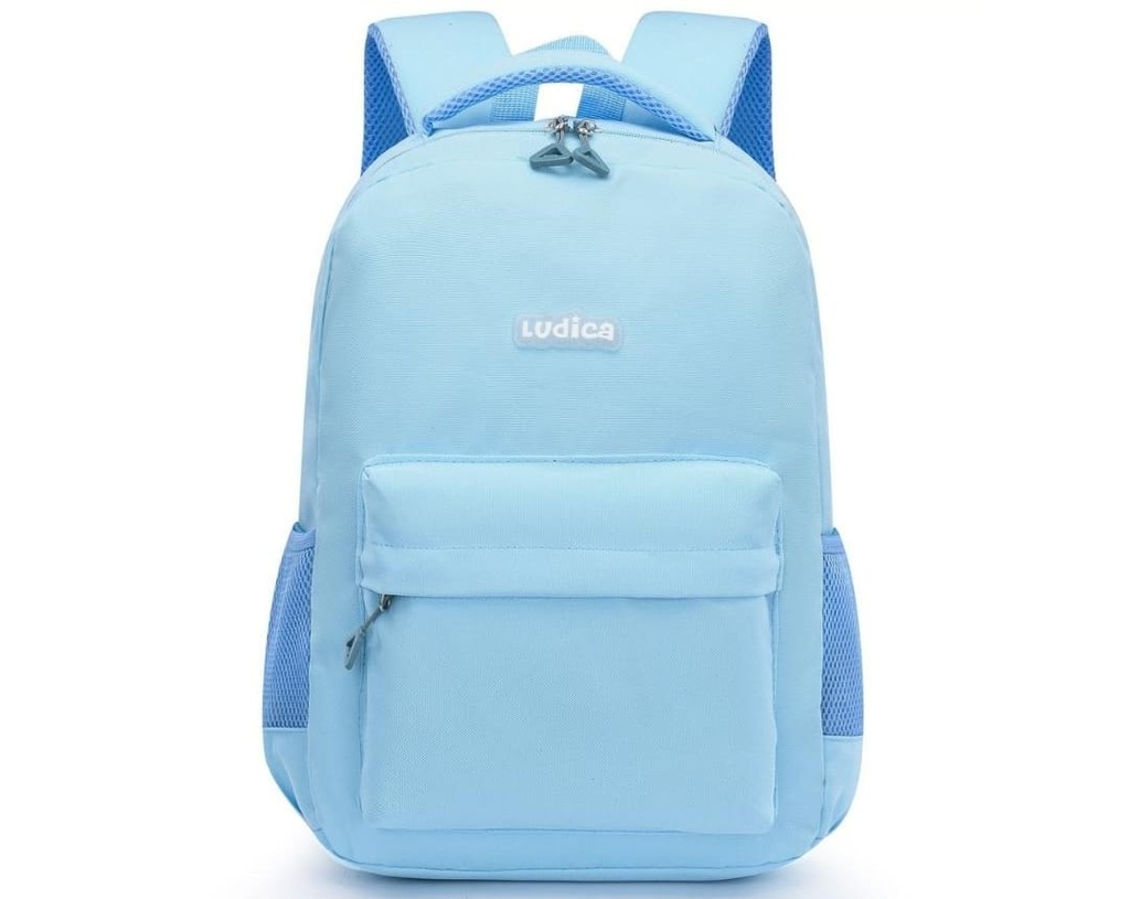 MOCHILA LUDICA AZUL PASTEL LISO 16 PUL