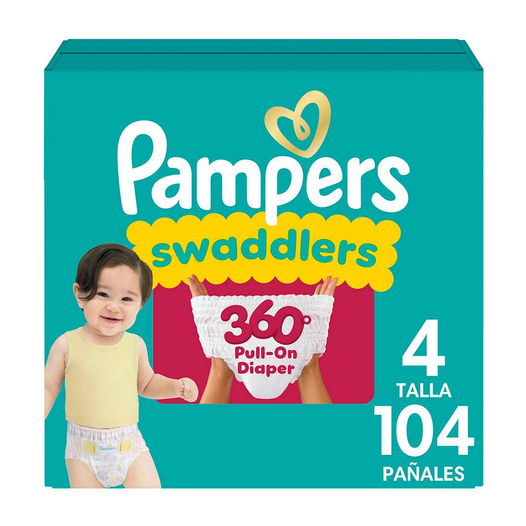 Pampers Pañales Swaddlers 360° Talla 4 / 104 Unidades