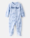 Baby Boy Firetruck Print Loose Fit Long-Sleeve Sleep & Play Pajamas - Blue