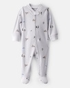 Baby Penguin Print Cotton Long-Sleeve Sleep & Play - Grey