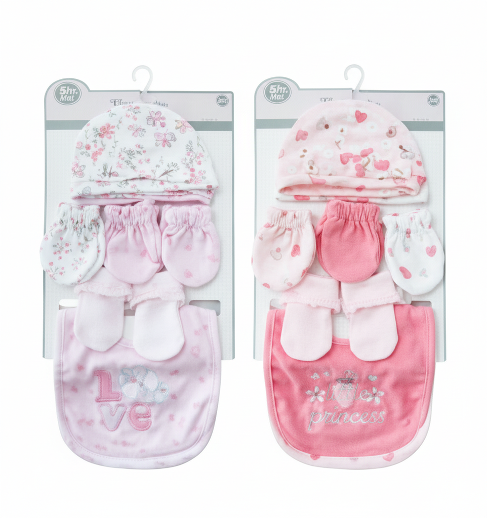 Set De  Gorros mitones medias baberos P/  Bebe 8pzs