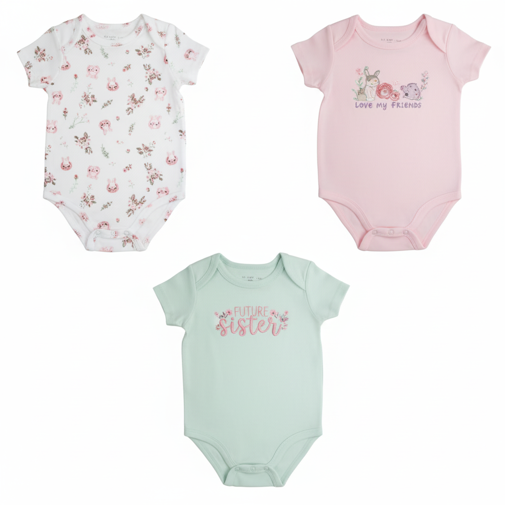 Body M/  Corta P/  Bebe 3pk