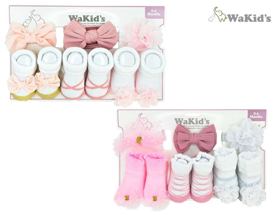 SET 6 PCS MEDIAS , VINCHAS PARA BEBE