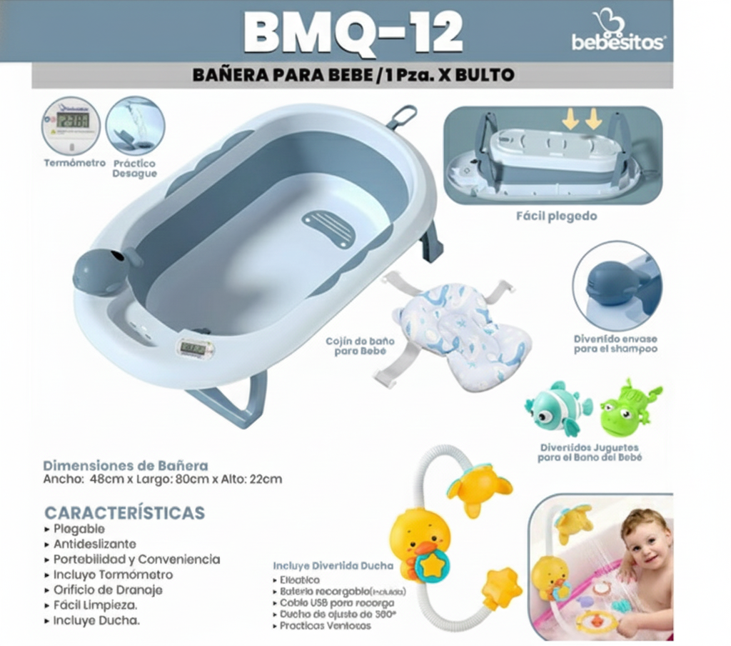 BAÑERA PLEGABLE PARA BEBE MAS ACCS