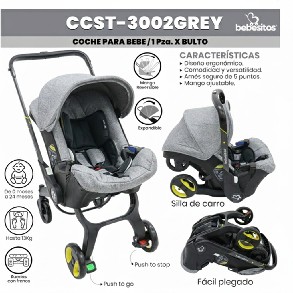 COCHE DONNA PARA BEBE GREY BEBESITOS