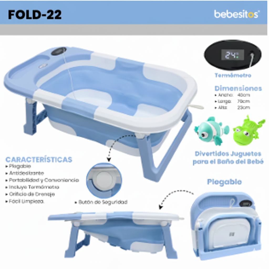BAÑERA PARA BEBE PLEGABLE FOLD AZUL