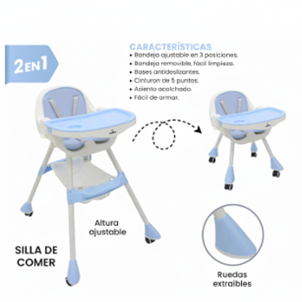 SILLA DE COMER PARA BEBE AZUL