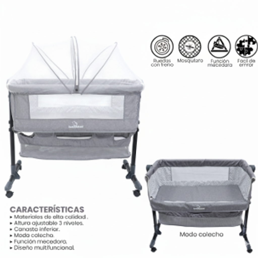 MOISES CATRE PARA BEBE BEBESITOS GRIS CLARO