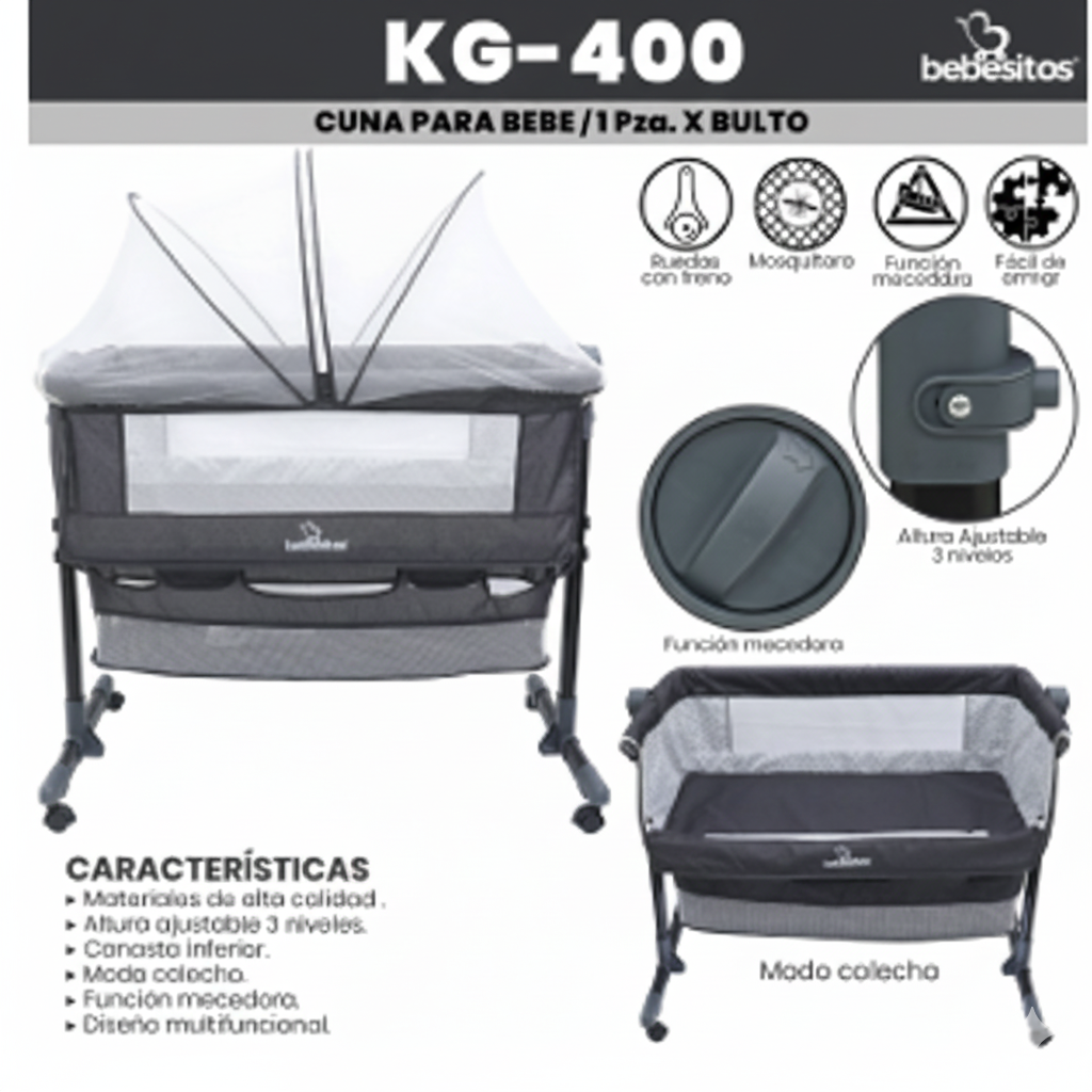 MOISES CATRE PARA BEBE BEBESITOS GRIS OSCURO
