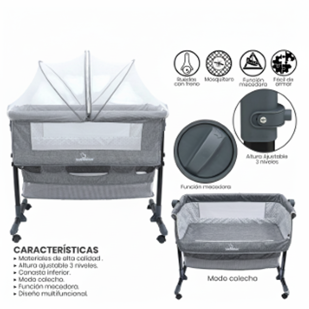 MOISES CATRE PARA BEBE BEBESITOS GRIS OSCURO