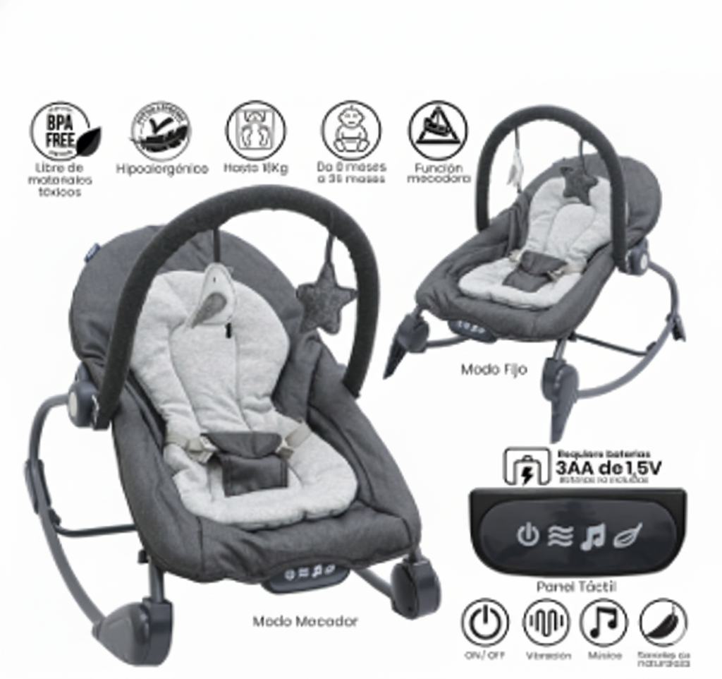 SILLA MESEDORA PARA BEBE BEBESITOS GRIS