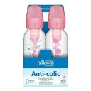 Dr. Brown's Natural Flow Anti-Cólico Options+ Biberón Estrecho, Floral Rosa, 8 onzas/250 mL, con Tetinas de Flujo Lento Nivel 1, 0m+, paquete de 4