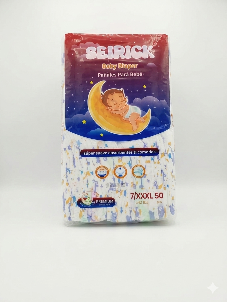 SEIRICK PAÑALES PARA BEBE #7  50 UNID