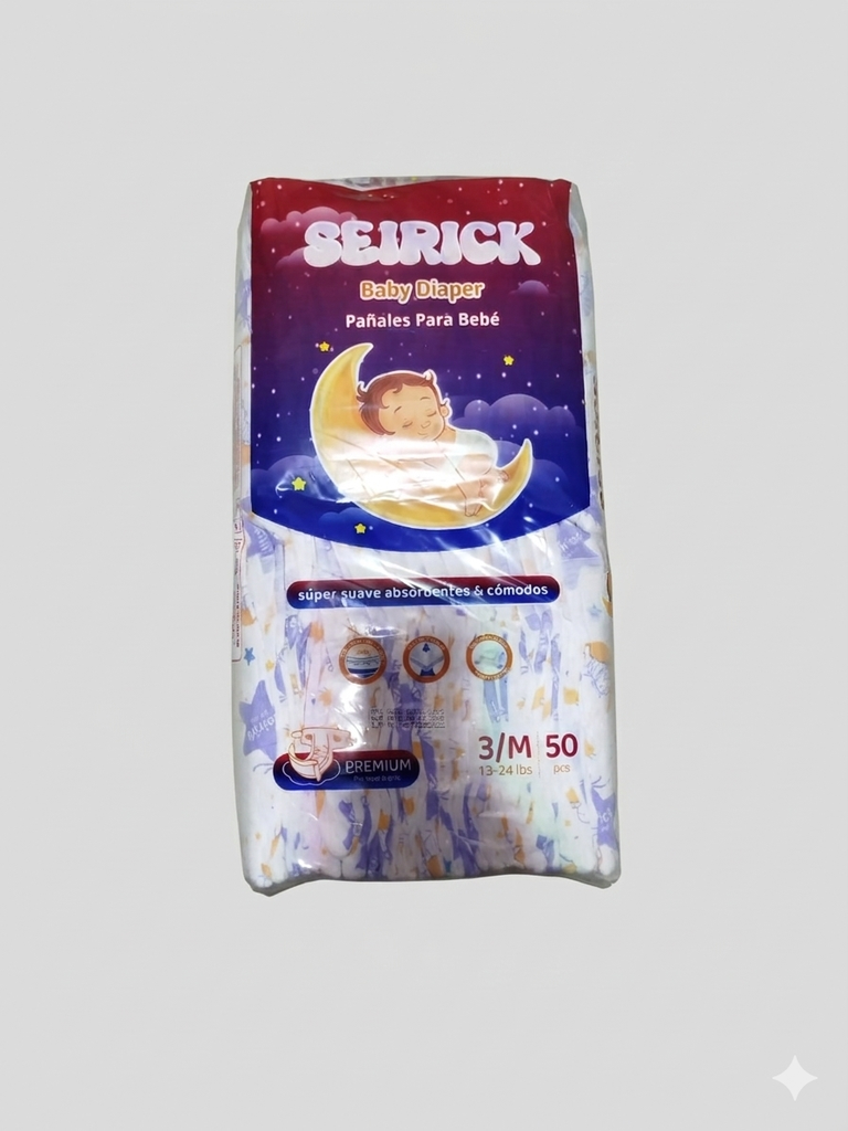 SEIRICK PAÑALES PARA BEBE #3 50 UNID.