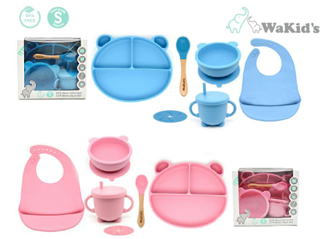 SET 5 PZS DE VAJILLAS PARA BEBE SILICONA