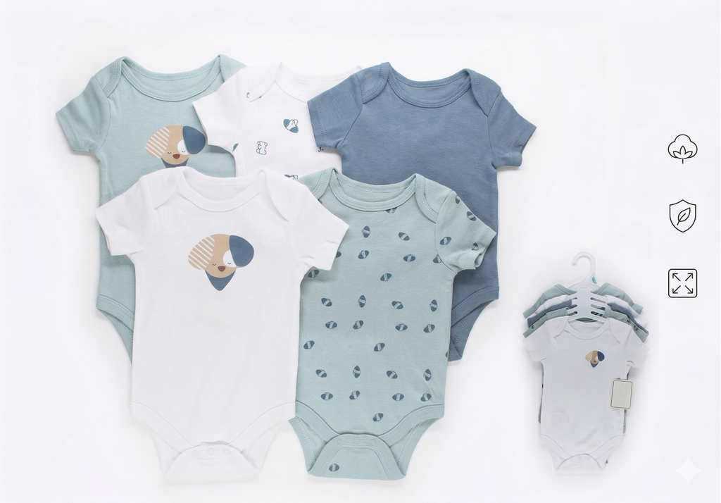 SET 5 PZS DE BODY PARA BEBE NIÑO