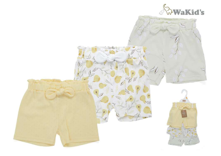 SET 3 PZS SHORT PARA BEBE NIÑA
