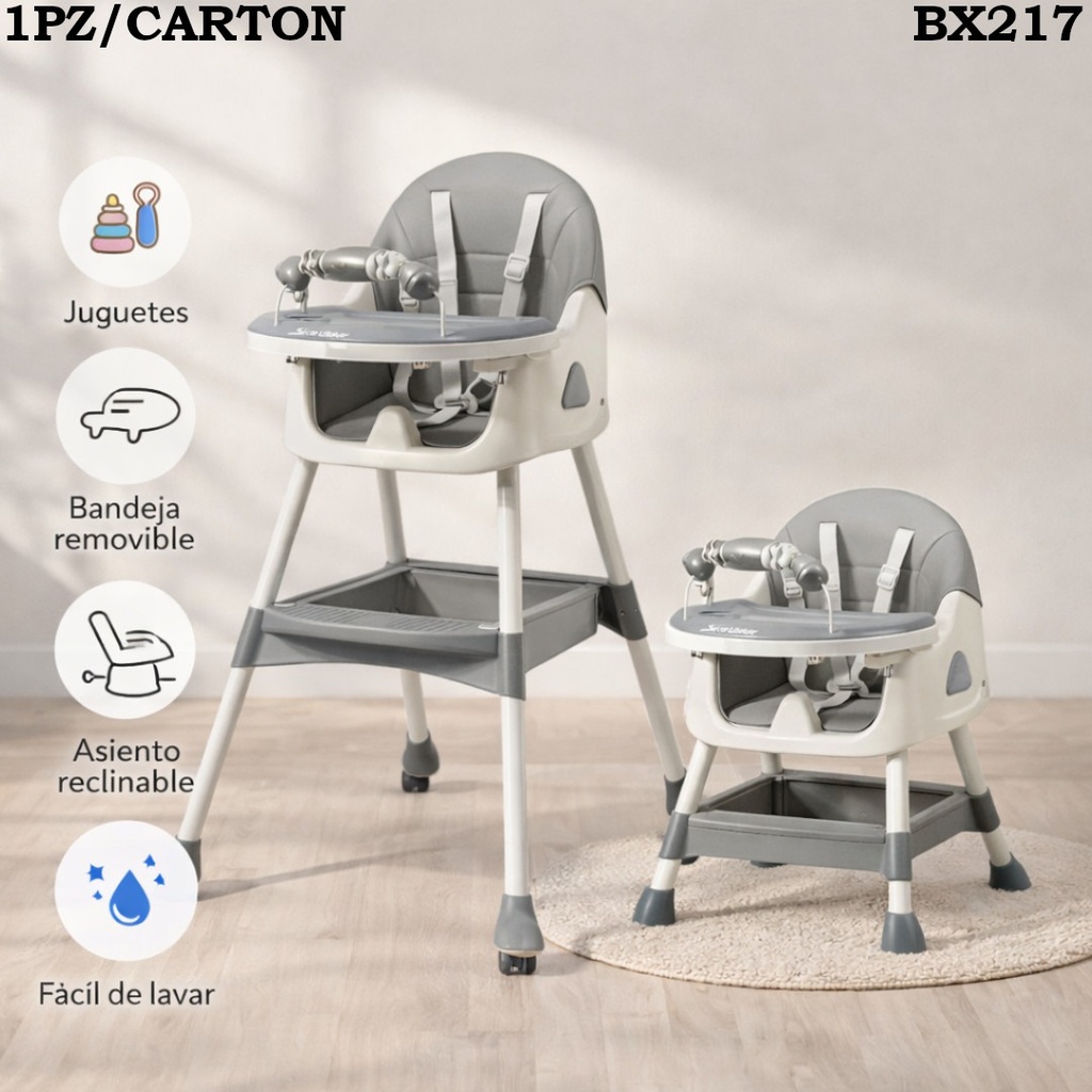 SILLA DE COMER PARA BEBE GRIS