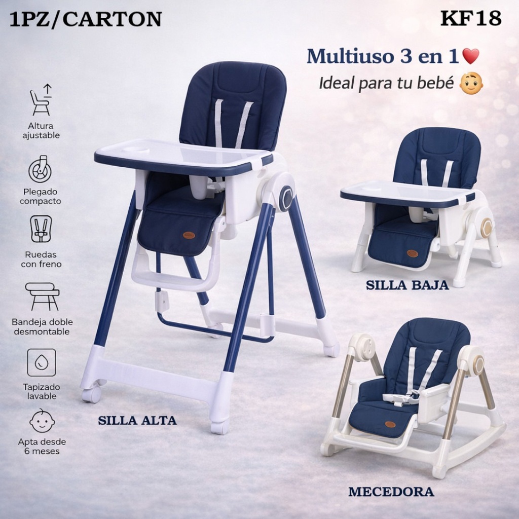 SILLA DE COMER PARA BEBE 3 EN 1